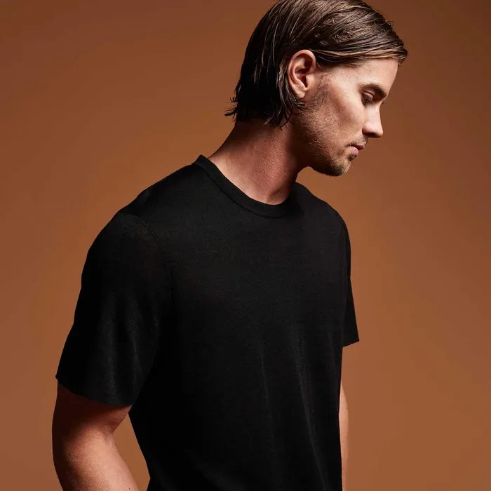 MEN James Perse SWEATERS Desert Linen Crew Blackblack