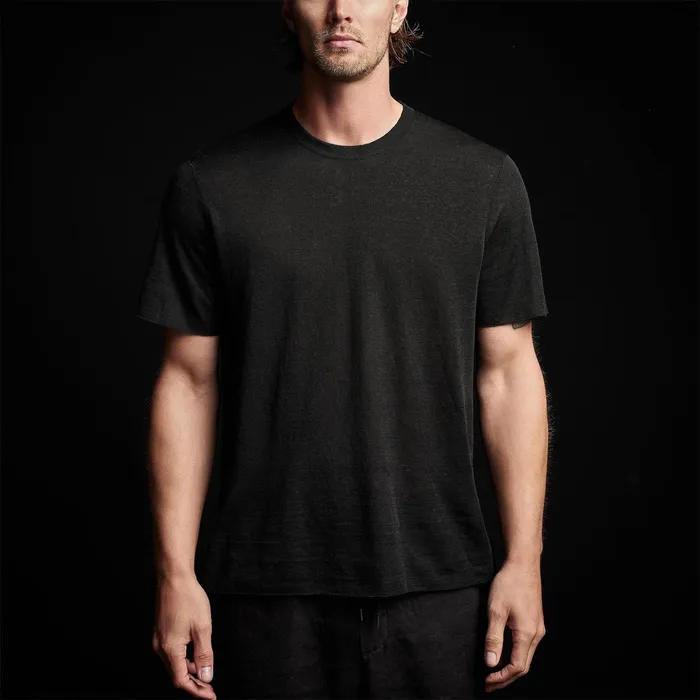 MEN James Perse SWEATERS Desert Linen Crew Blackblack