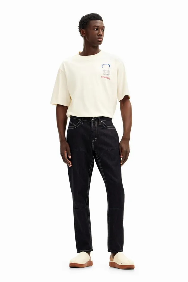 Men Jeans And Trousers Desigual Long Denim Pants With Pockets