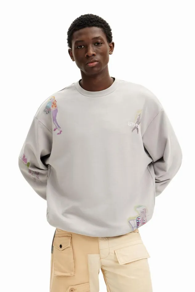 Men Jumpers And Sweatshirts Desigual Watercolor Illustrations Sweatshirt