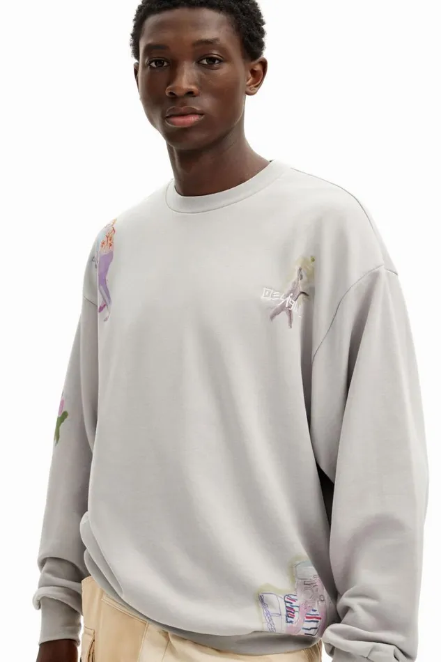 Men Jumpers And Sweatshirts Desigual Watercolor Illustrations Sweatshirt