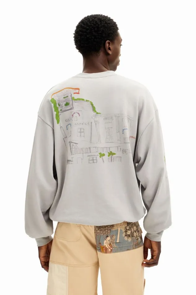 Men Jumpers And Sweatshirts Desigual Watercolor Illustrations Sweatshirt