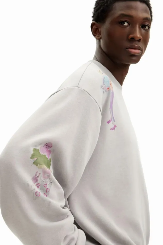Men Jumpers And Sweatshirts Desigual Watercolor Illustrations Sweatshirt