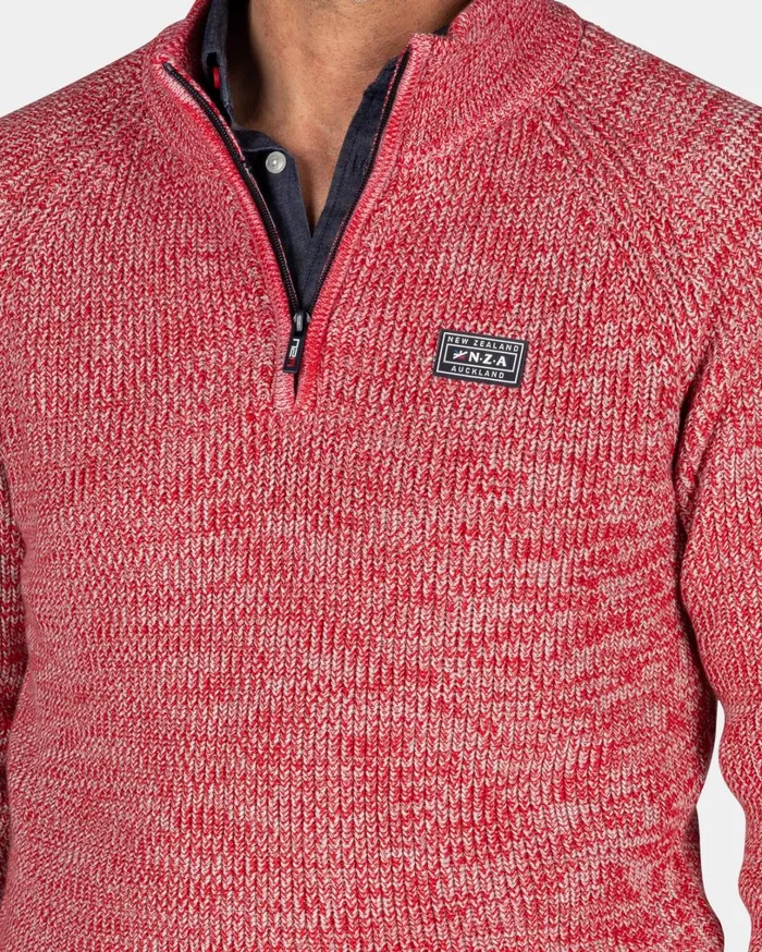 Men Knitwear NZA New Zealand Auckland Gray Cotton Sweater With HalfZip 8211 Reef Red Men Knitwear NZA New Zealand Auckland Gray Cotton Sweater With HalfZip 8211 Reef Red