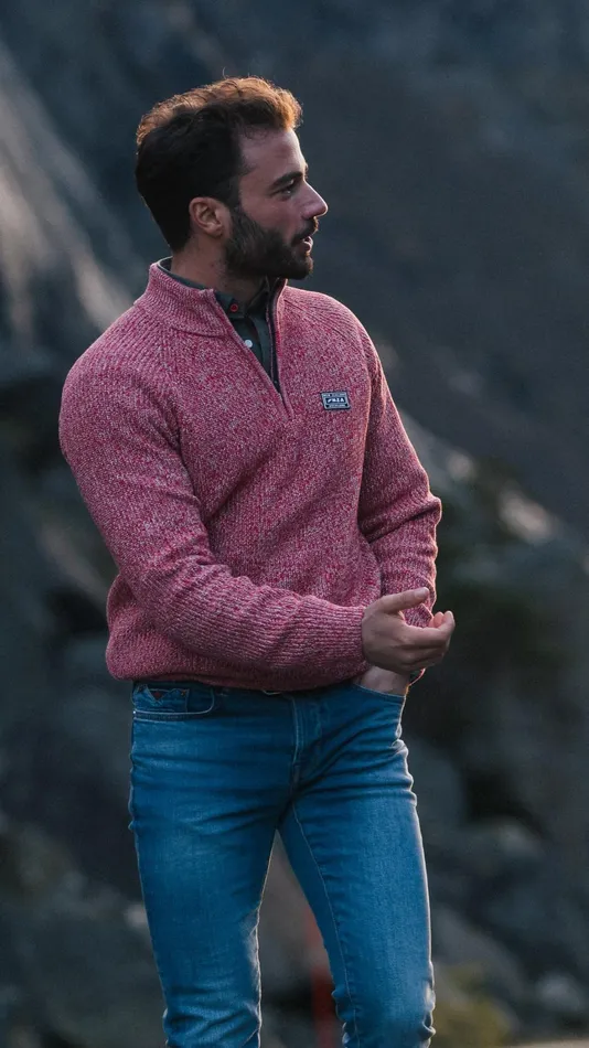Men Knitwear NZA New Zealand Auckland Gray Cotton Sweater With HalfZip 8211 Reef Red Men Knitwear NZA New Zealand Auckland Gray Cotton Sweater With HalfZip 8211 Reef Red