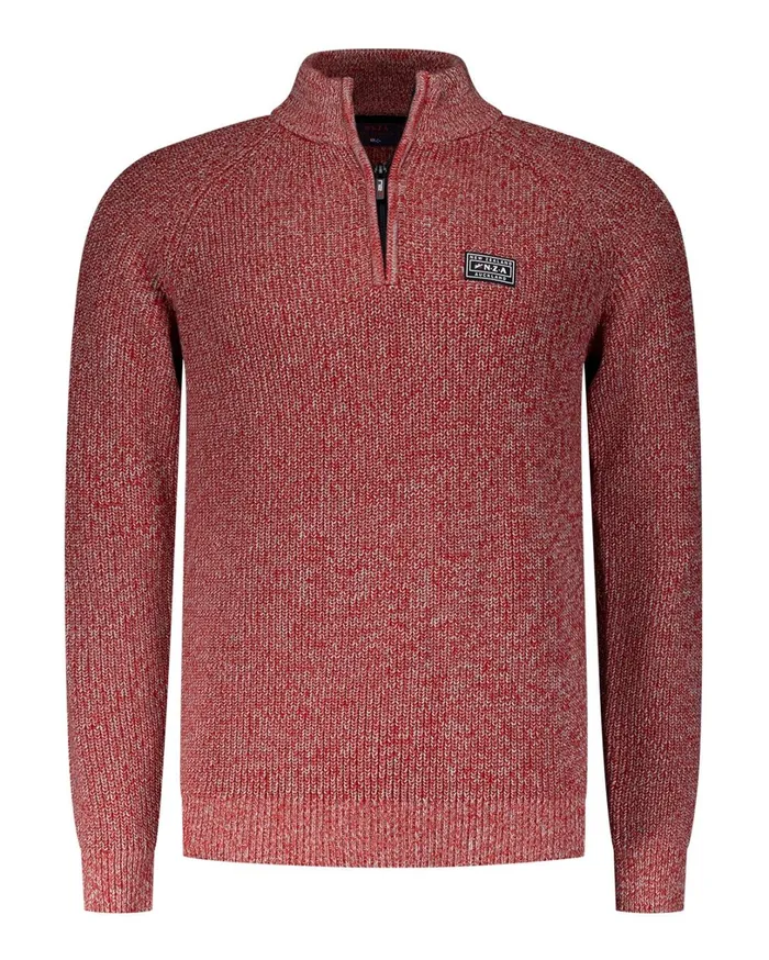 Men Knitwear NZA New Zealand Auckland Gray Cotton Sweater With HalfZip 8211 Reef Red Men Knitwear NZA New Zealand Auckland Gray Cotton Sweater With HalfZip 8211 Reef Red