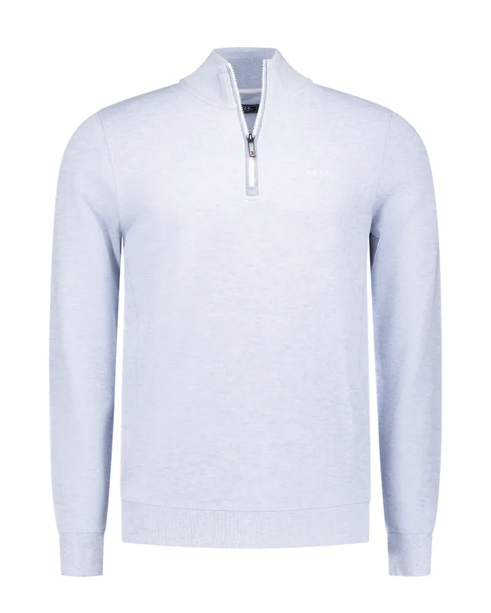 Men Knitwear NZA New Zealand Auckland Light Blue Half Zip Sweat 8211 Marble Blue