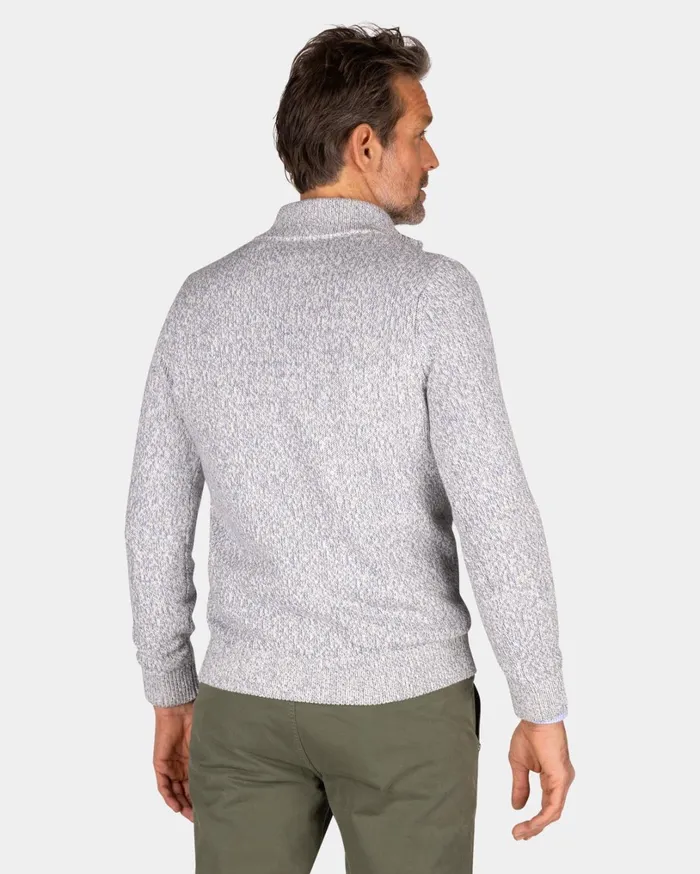 Men Knitwear NZA New Zealand Auckland Light Gray HalfZip Pullover 8211 Royal Petrol