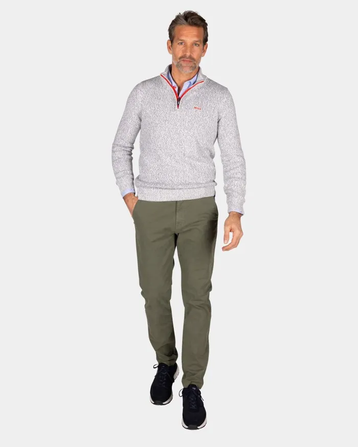 Men Knitwear NZA New Zealand Auckland Light Gray HalfZip Pullover 8211 Royal Petrol