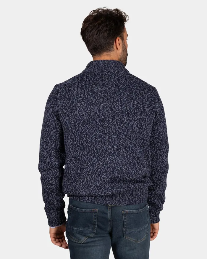 Men Knitwear NZA New Zealand Auckland Mottled Dark Blue Wool Pullover 8211 Winter Navy