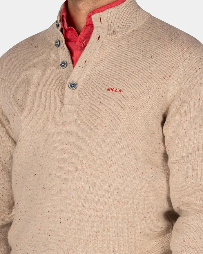Men Knitwear NZA New Zealand Auckland SandColored Sweater With Buttons 8211 Shimmering Sand Men Knitwear NZA New Zealand Auckland SandColored Sweater With Buttons 8211 Shimmering Sand