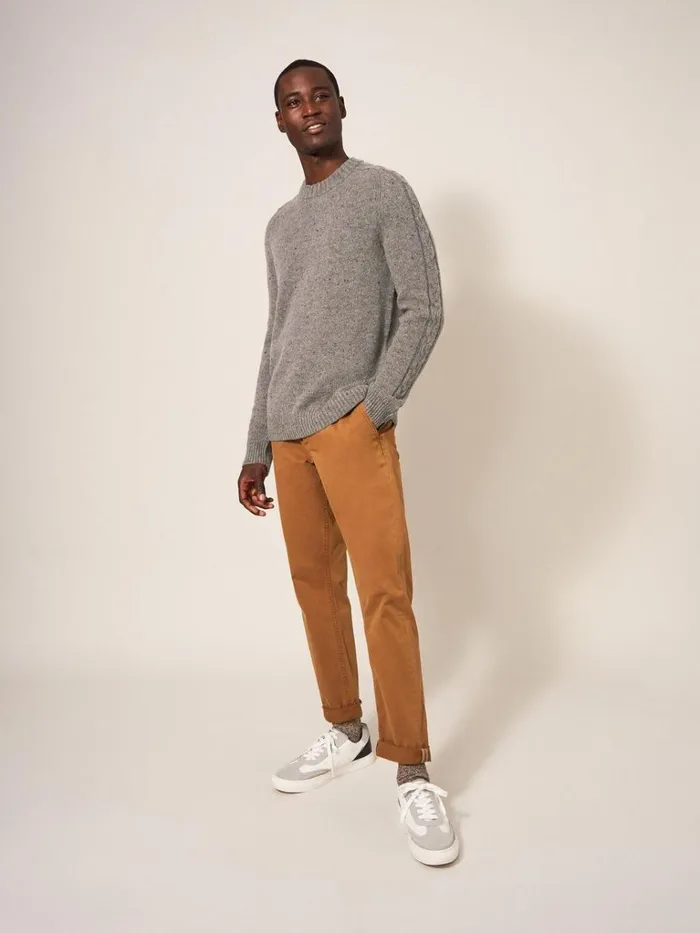 Men KNITWEAR White Stuff Arundel Crew Dark Natural Men KNITWEAR White Stuff Arundel Crew Dark Natural