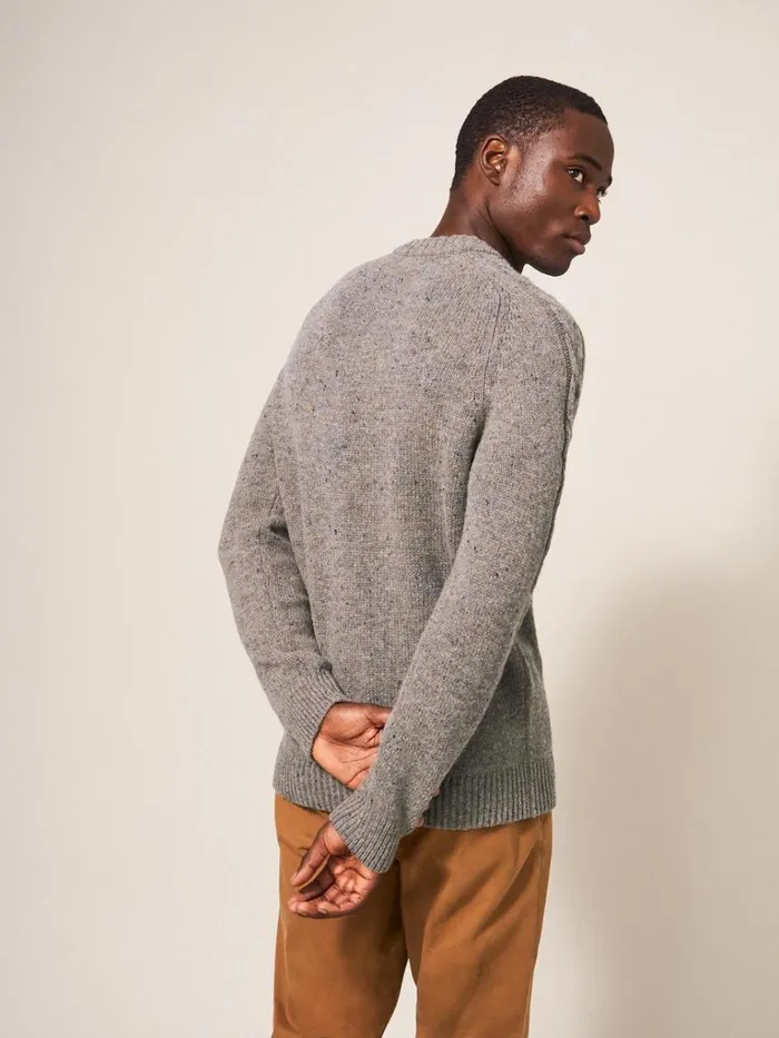Men KNITWEAR White Stuff Arundel Crew Dark Natural Men KNITWEAR White Stuff Arundel Crew Dark Natural