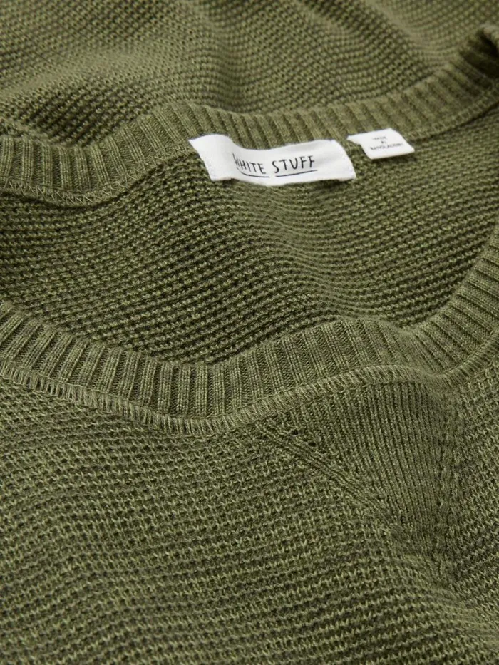 Men KNITWEAR White Stuff Attadale Crew Neck Jumper Khaki Green Men KNITWEAR White Stuff Attadale Crew Neck Jumper Khaki Green