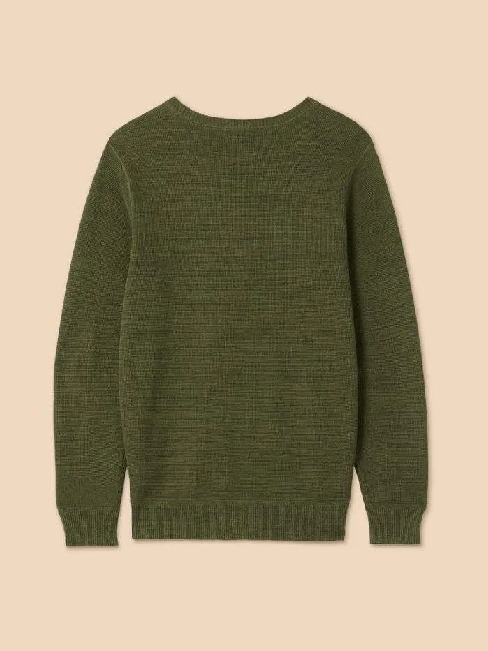 Men KNITWEAR White Stuff Attadale Crew Neck Jumper Khaki Green Men KNITWEAR White Stuff Attadale Crew Neck Jumper Khaki Green