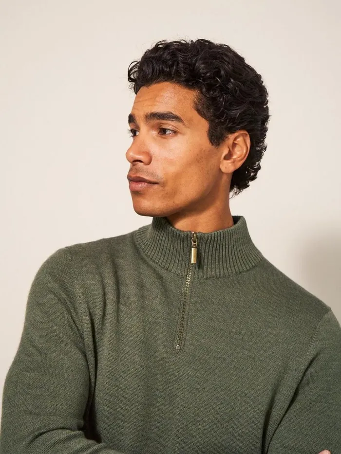 Men KNITWEAR White Stuff Newport Merino Jumper Khaki Green