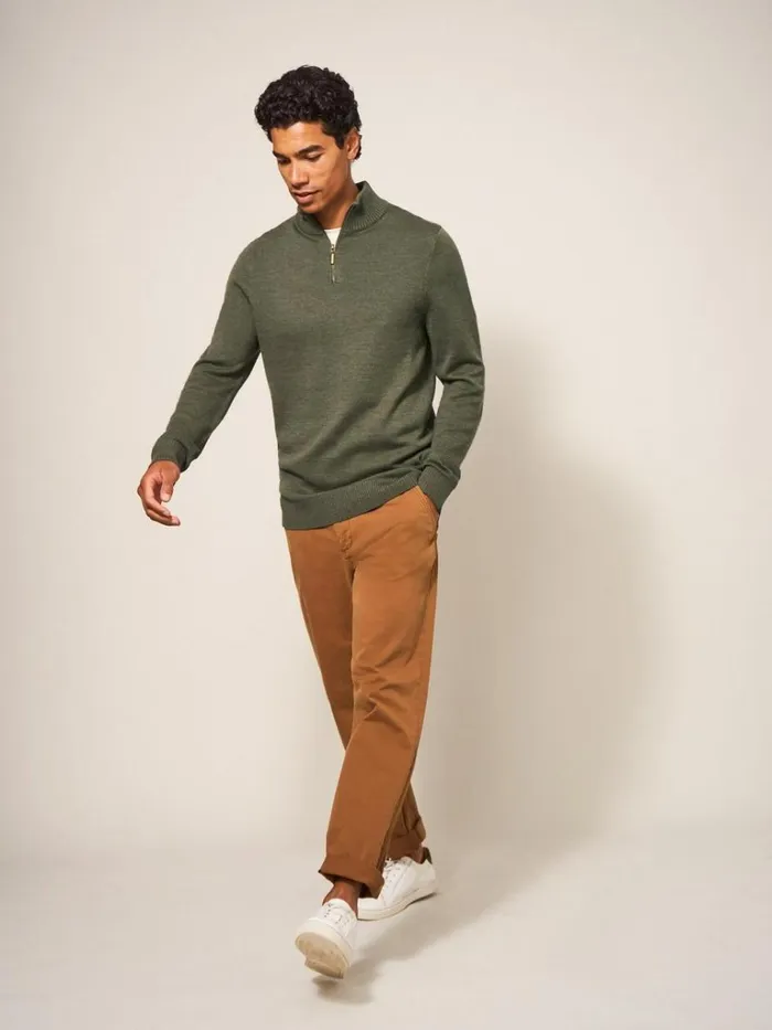 Men KNITWEAR White Stuff Newport Merino Jumper Khaki Green Men KNITWEAR White Stuff Newport Merino Jumper Khaki Green