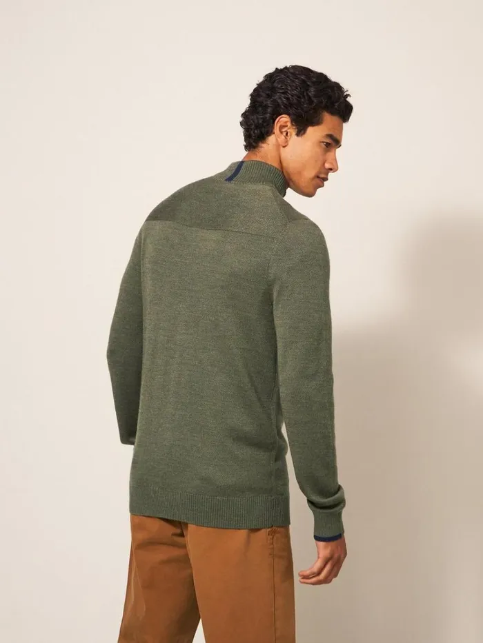 Men KNITWEAR White Stuff Newport Merino Jumper Khaki Green Men KNITWEAR White Stuff Newport Merino Jumper Khaki Green