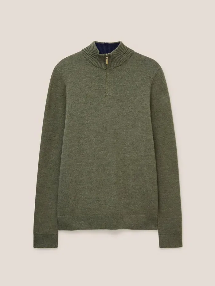 Men KNITWEAR White Stuff Newport Merino Jumper Khaki Green Men KNITWEAR White Stuff Newport Merino Jumper Khaki Green