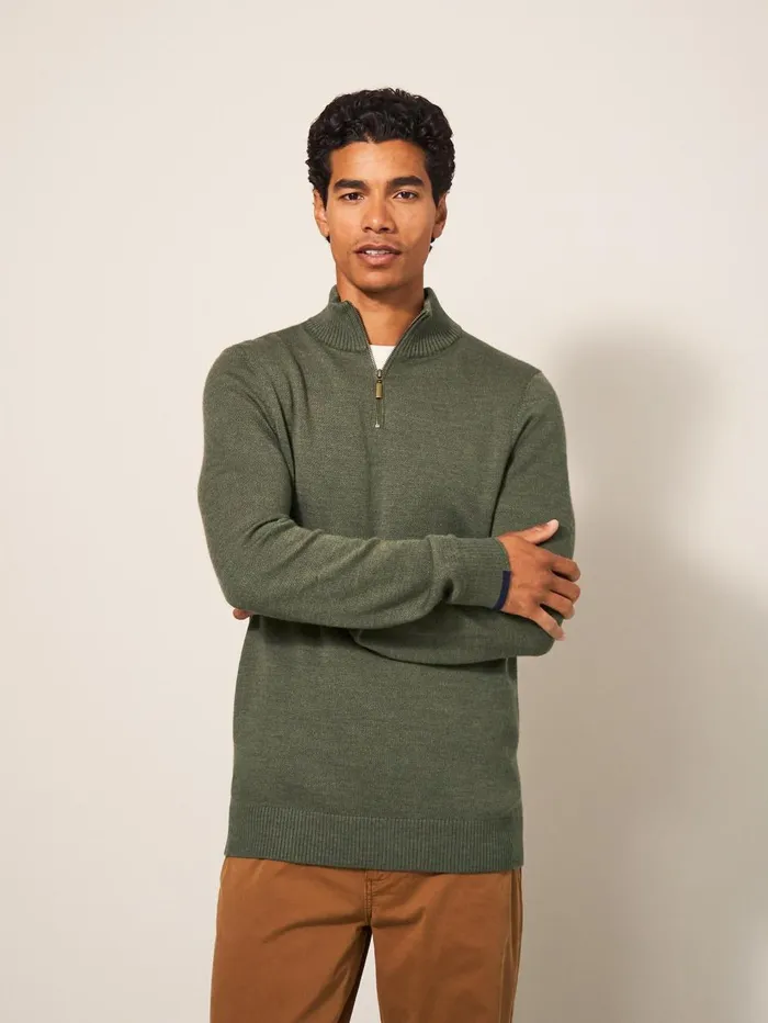 Men KNITWEAR White Stuff Newport Merino Jumper Khaki Green Men KNITWEAR White Stuff Newport Merino Jumper Khaki Green