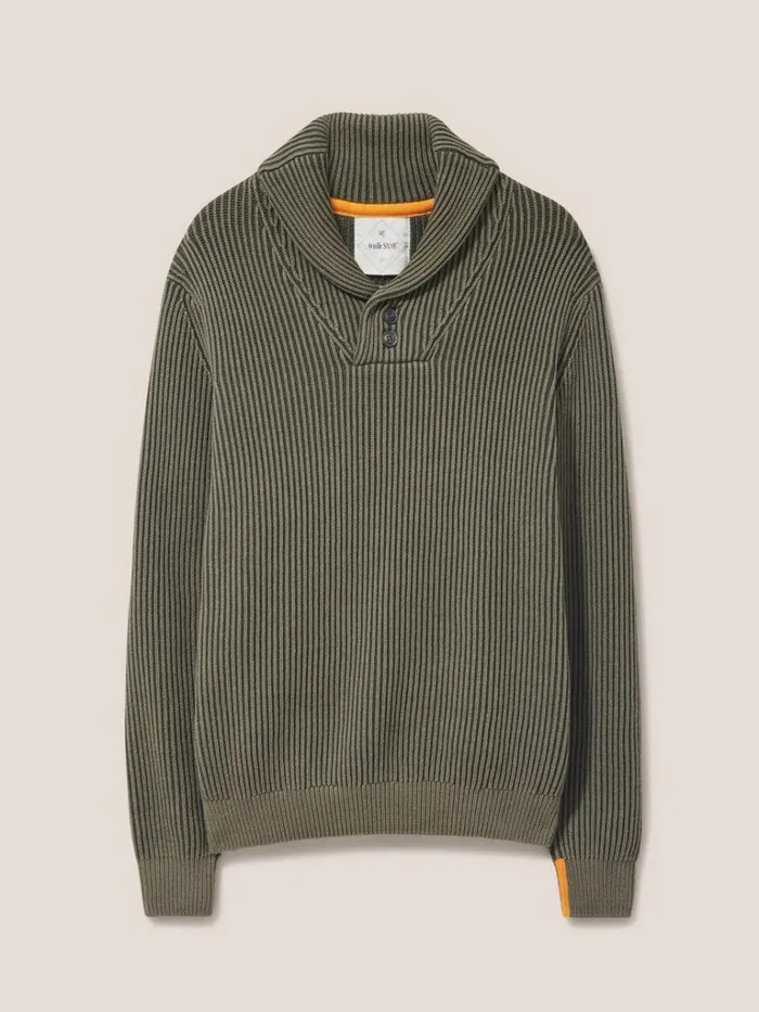 Men KNITWEAR White Stuff Shawl Neck Rib Jumper Dark Green Men KNITWEAR White Stuff Shawl Neck Rib Jumper Dark Green