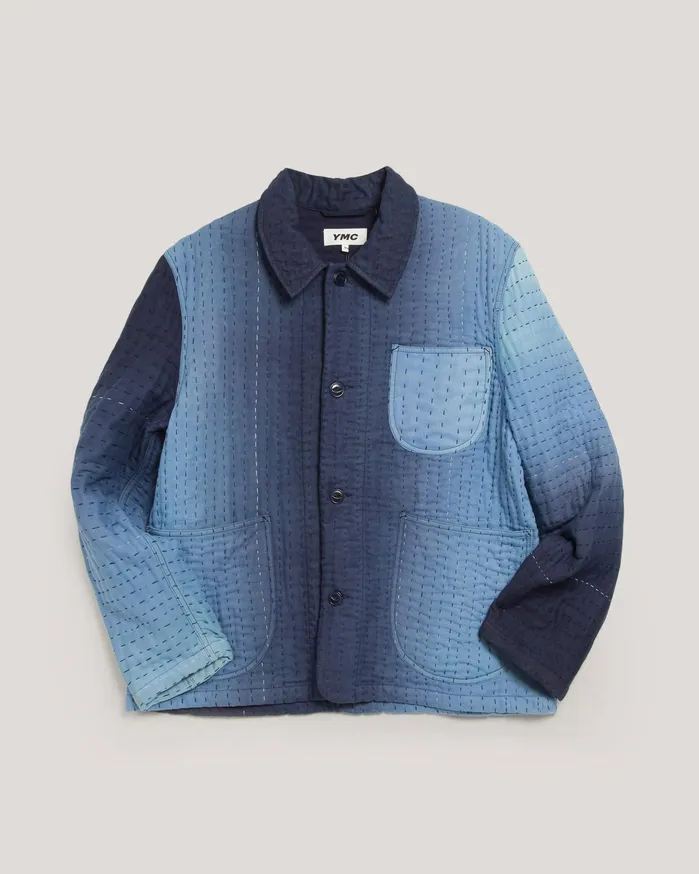 Men Labour Chore Quilted Jacket Blue YMC Outerwear