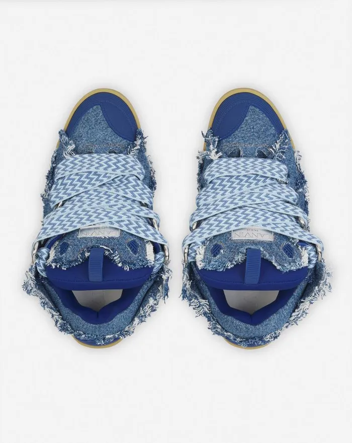 Men Lanvin Curb Curb Sneakers In Denim Denim Blue Men Lanvin Curb Curb Sneakers In Denim Denim Blue