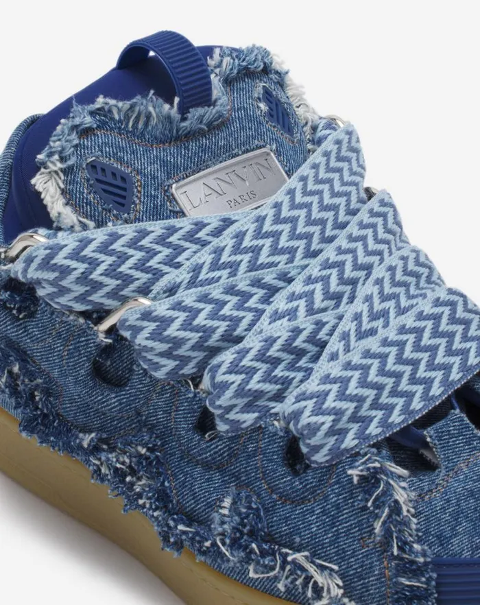 Men Lanvin Curb Curb Sneakers In Denim Denim Blue Men Lanvin Curb Curb Sneakers In Denim Denim Blue