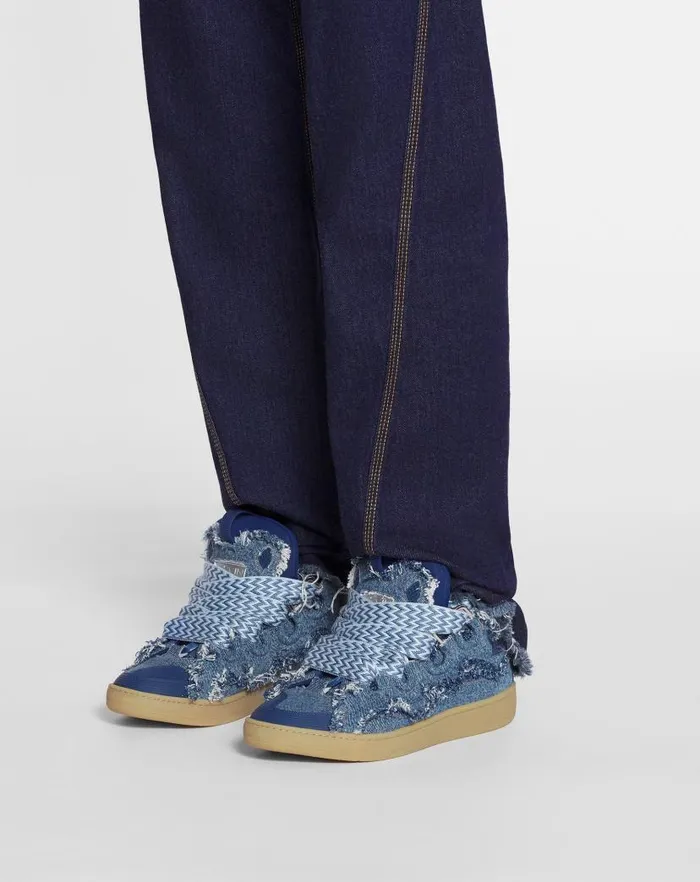 Men Lanvin Curb Curb Sneakers In Denim Denim Blue Men Lanvin Curb Curb Sneakers In Denim Denim Blue