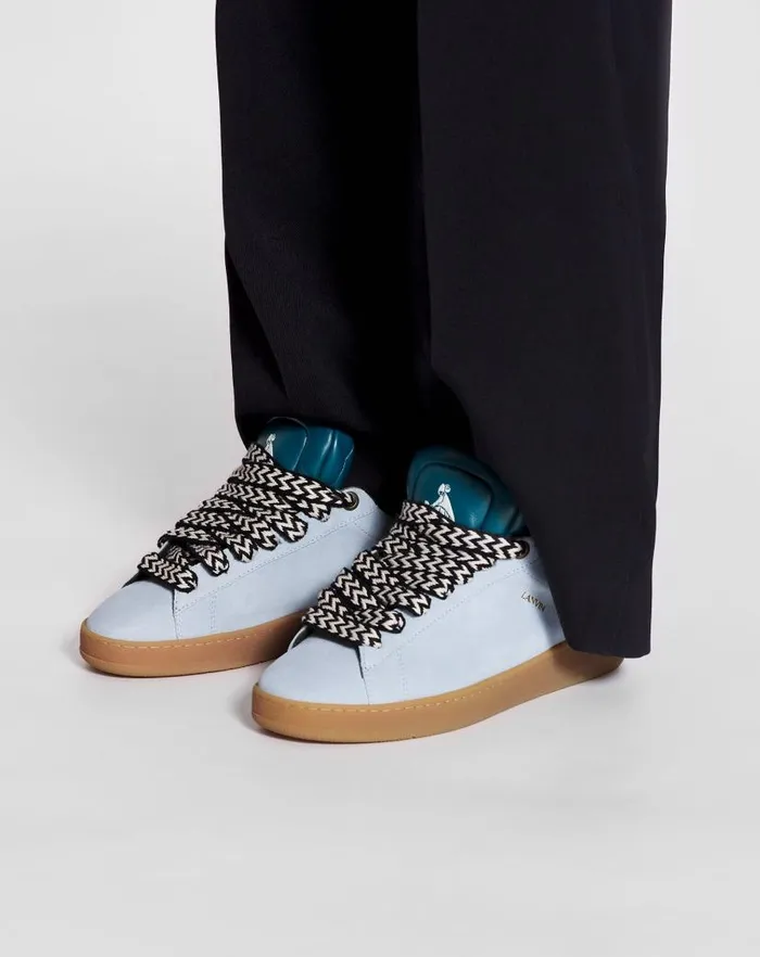 Men Lanvin Curb Lite Lanvin X Future Hyper Curb Sneakers In Leather And Suede For Men Bluedark Blue Men Lanvin Curb Lite Lanvin X Future Hyper Curb Sneakers In Leather And Suede For Men Bluedark Blue