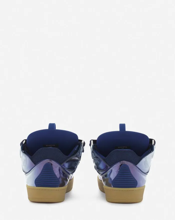Men Lanvin Sneakers Curb Sneakers In Metallic Leather Cornflower Men Lanvin Sneakers Curb Sneakers In Metallic Leather Cornflower