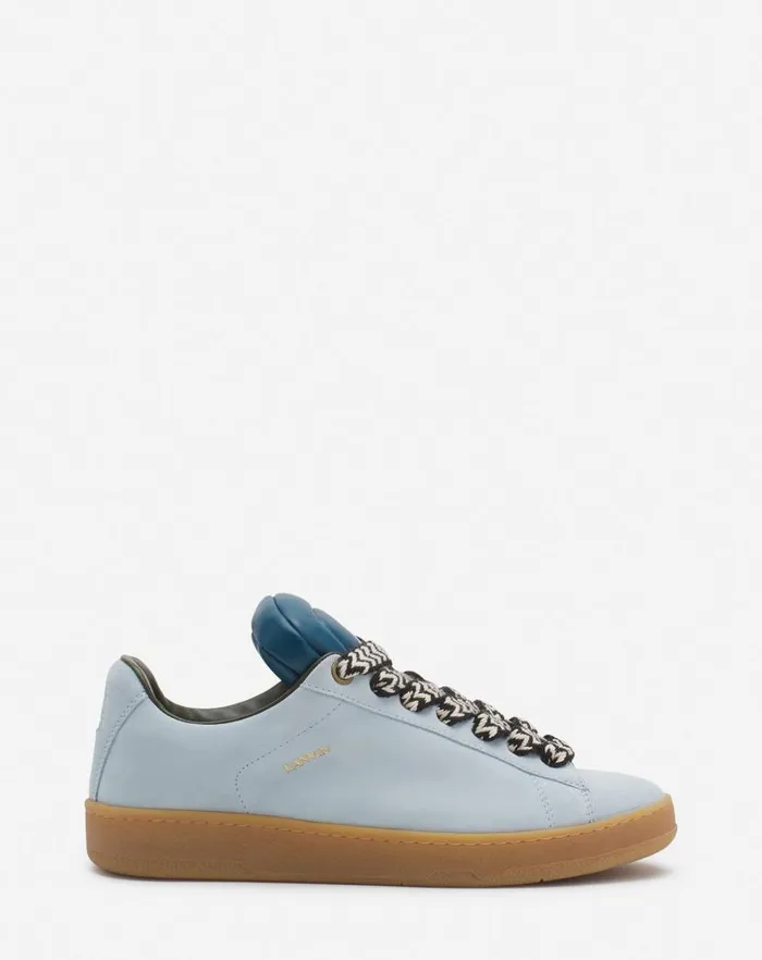 Men Lanvin Sneakers Lanvin X Future Hyper Curb Sneakers In Leather And Suede For Men Bluedark Blue
