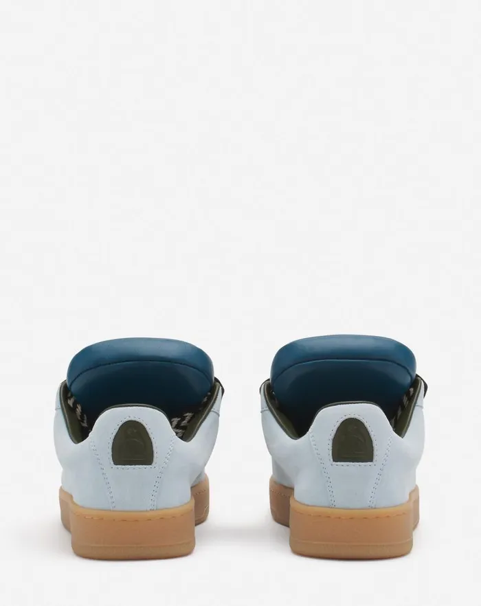 Men Lanvin Sneakers Lanvin X Future Hyper Curb Sneakers In Leather And Suede For Men Bluedark Blue