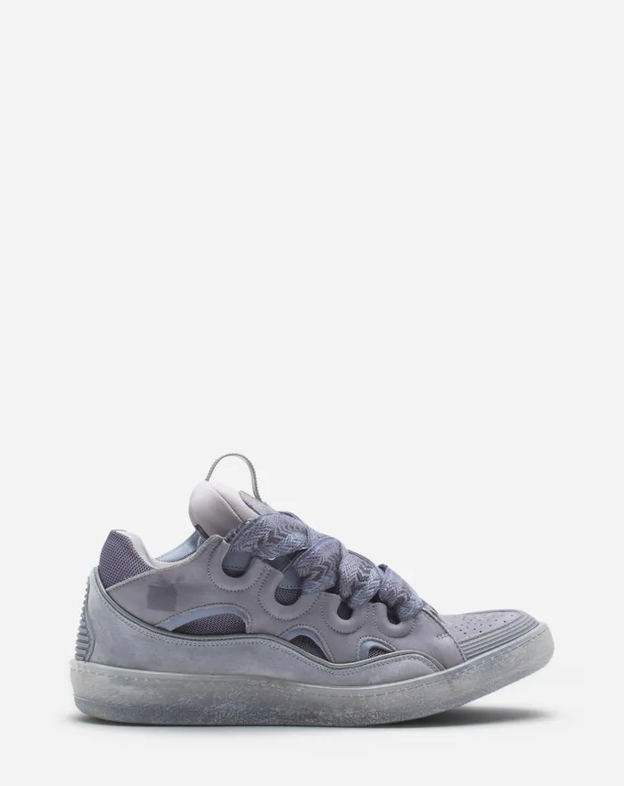Men Lanvin Sneakers Leather Curb Sneakers Light Grey