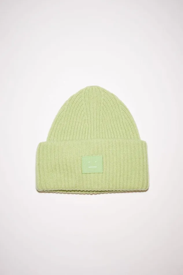 Men Large Face Logo Beanie Pale Green Melange Acne Studios Hats