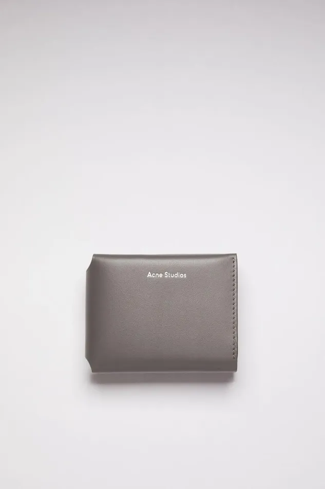 Men Leather Trifold Wallet Dark Grey Acne Studios Small Leather Goods