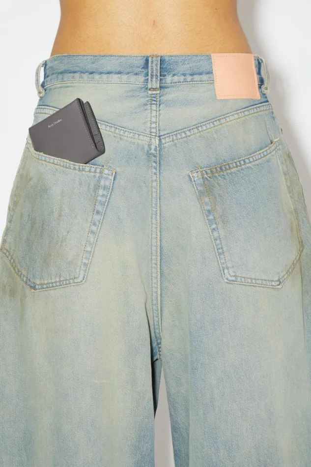Men Leather Trifold Wallet Dark Grey Acne Studios Small Leather Goods