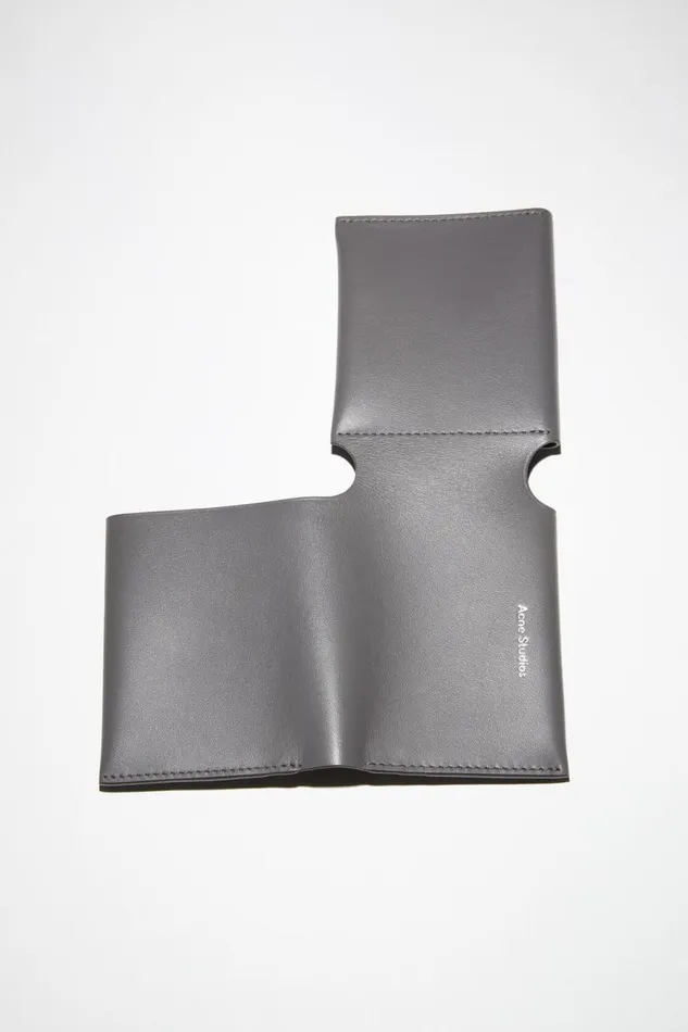 Men Leather Trifold Wallet Dark Grey Acne Studios Small Leather Goods