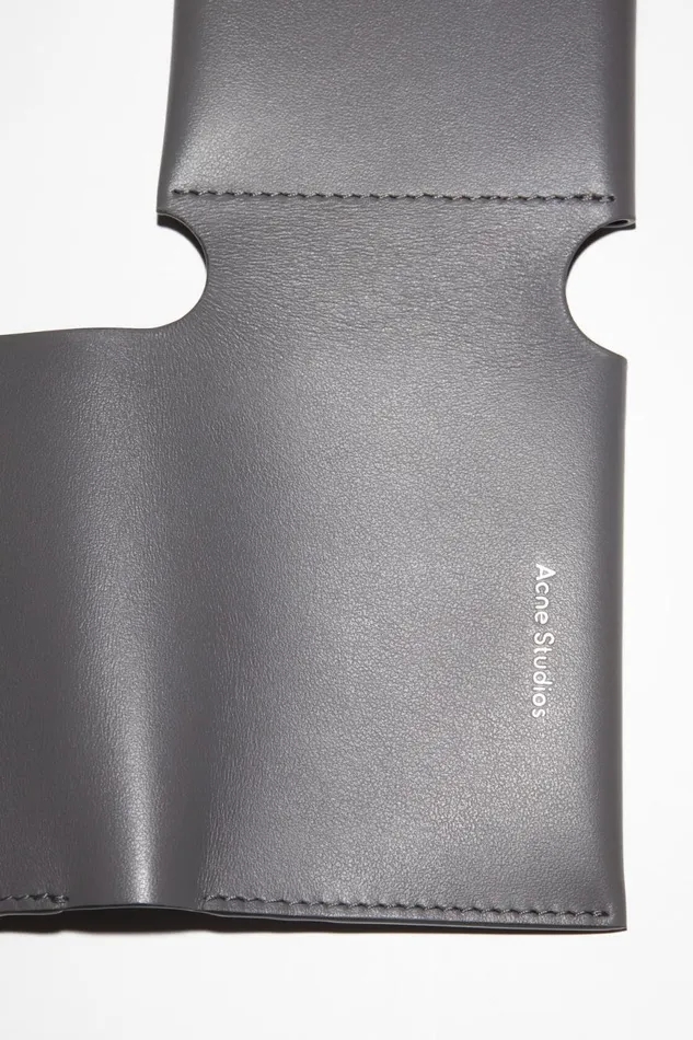 Men Leather Trifold Wallet Dark Grey Acne Studios Small Leather Goods