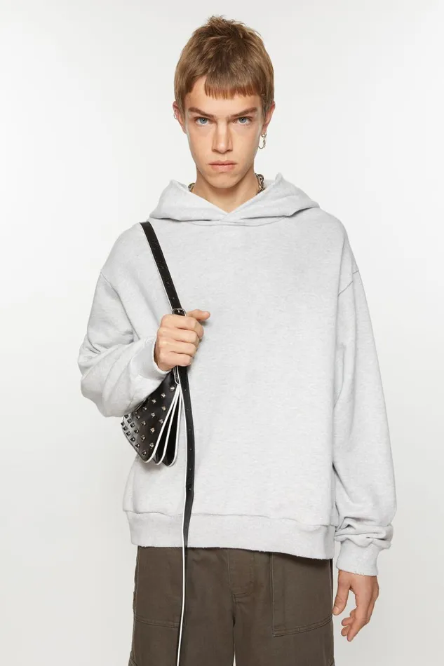 Men Logo Hooded Sweater Pale Grey Melange Acne Studios Sweatshirts