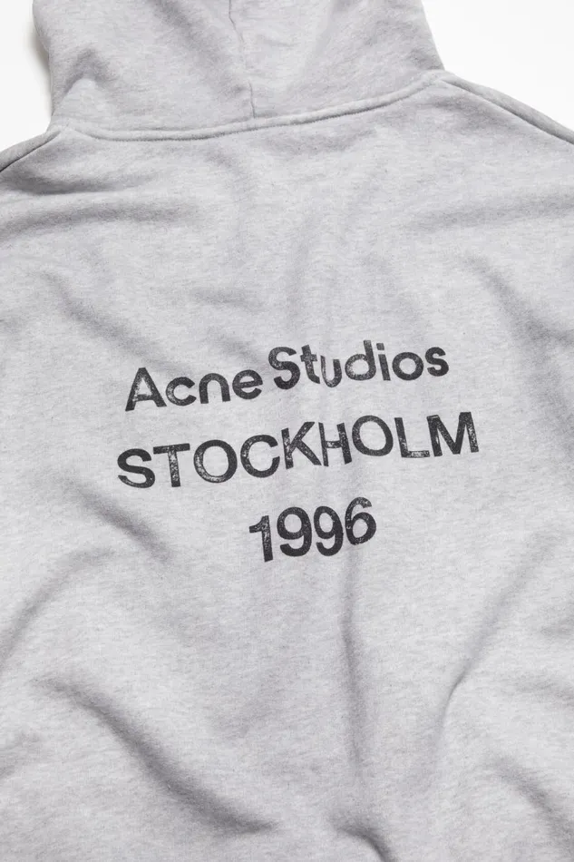 Men Logo Hooded Sweater Pale Grey Melange Acne Studios Sweatshirts