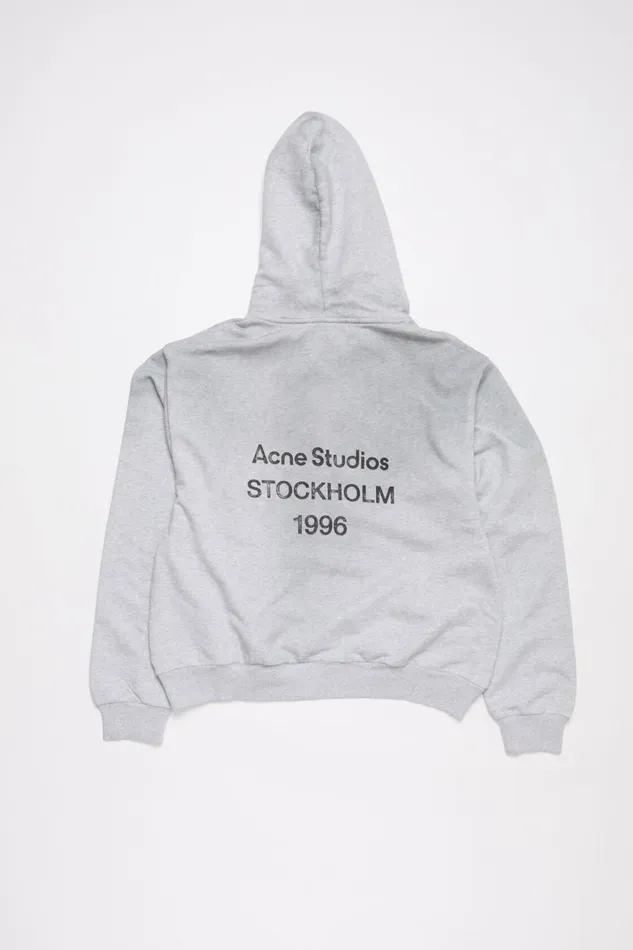 Men Logo Hooded Sweater Pale Grey Melange Acne Studios Sweatshirts