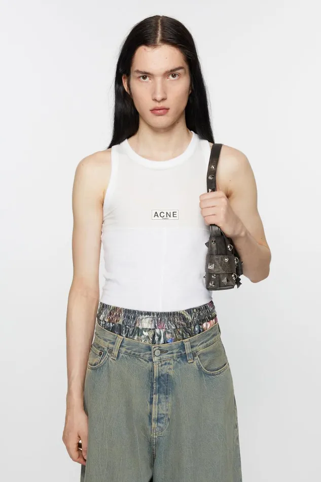 Men Logo Tank Top Optic White Acne Studios Tshirts