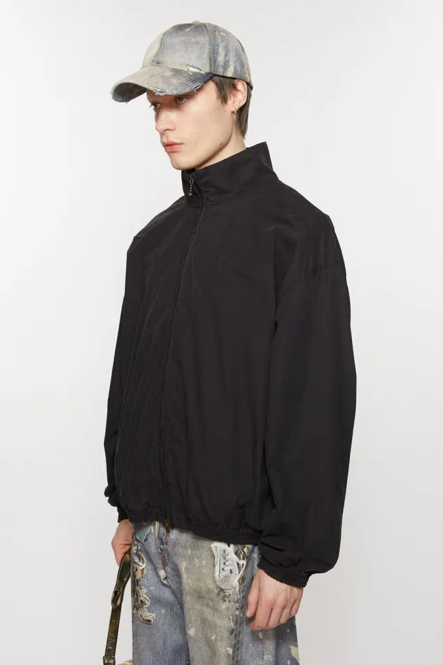 Men Logo Zipper Jacket Black Acne Studios Outerwear