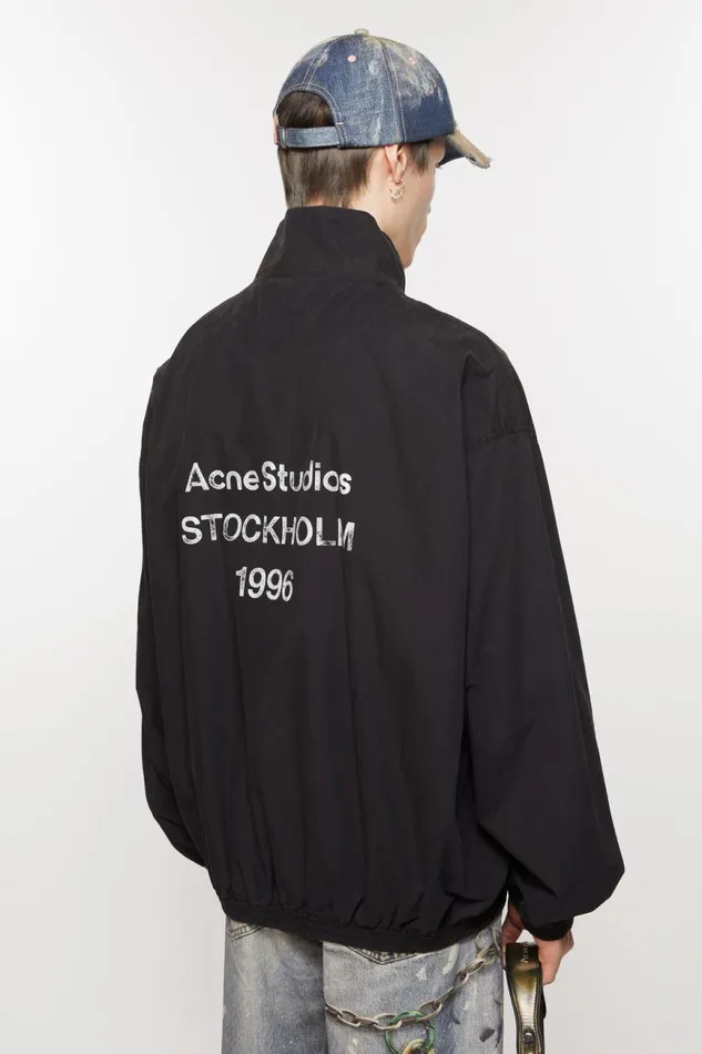 Men Logo Zipper Jacket Black Acne Studios Outerwear