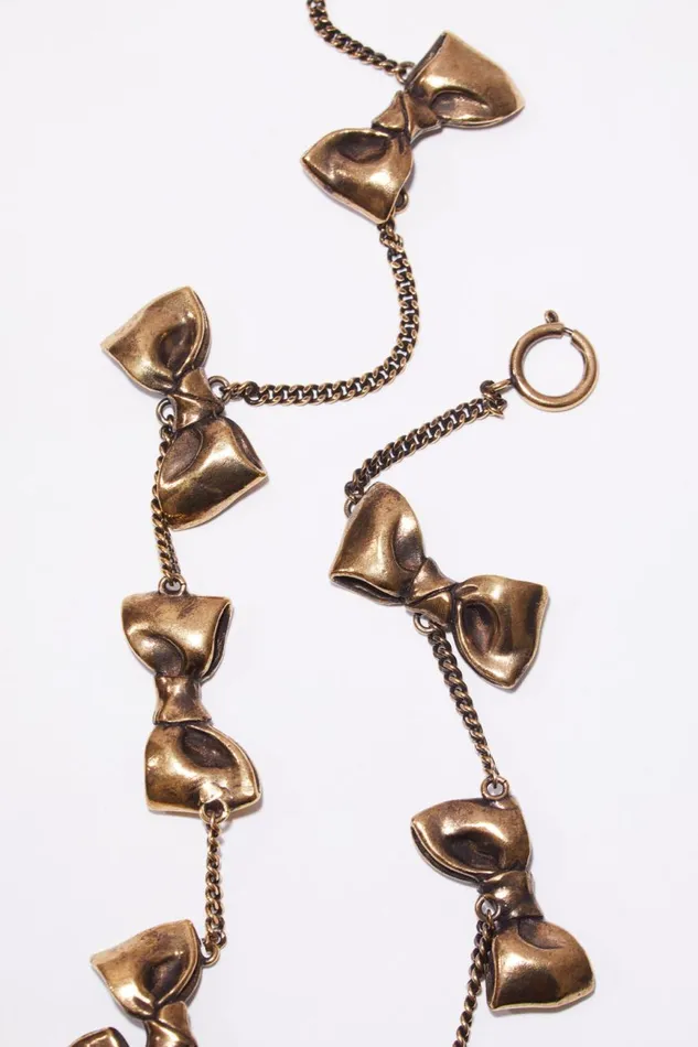 Men Multi Bow Necklace Antique Gold Acne Studios Jewellery
