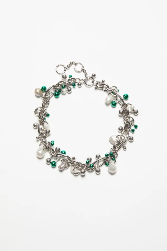 Men Multi Charm Necklace Silvergreen Acne Studios Jewellery