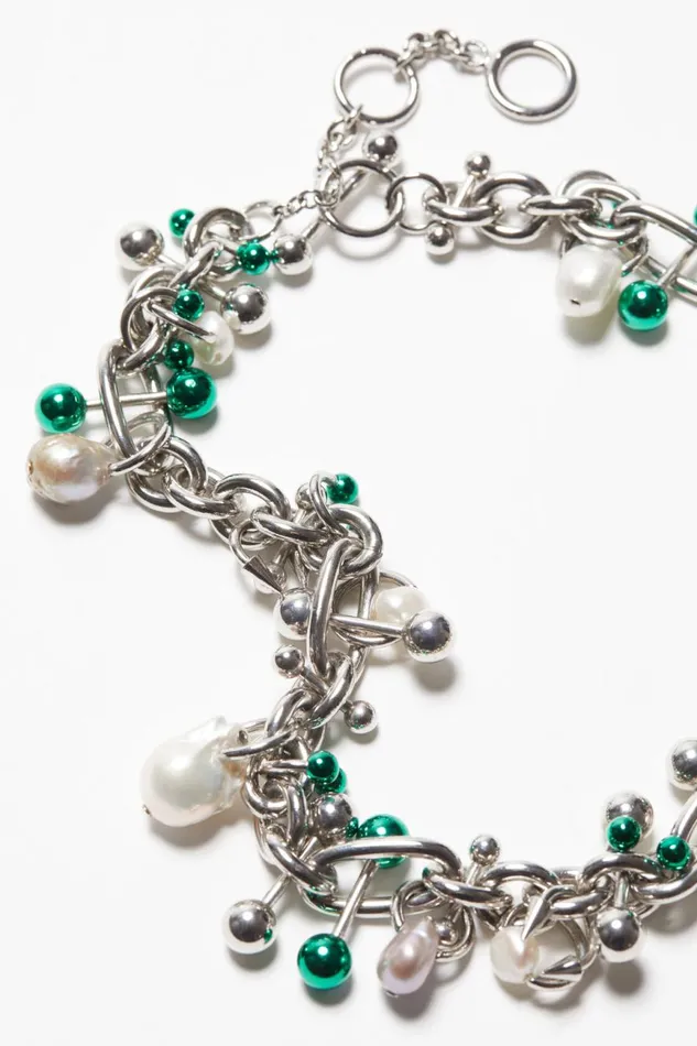 Men Multi Charm Necklace Silvergreen Acne Studios Jewellery