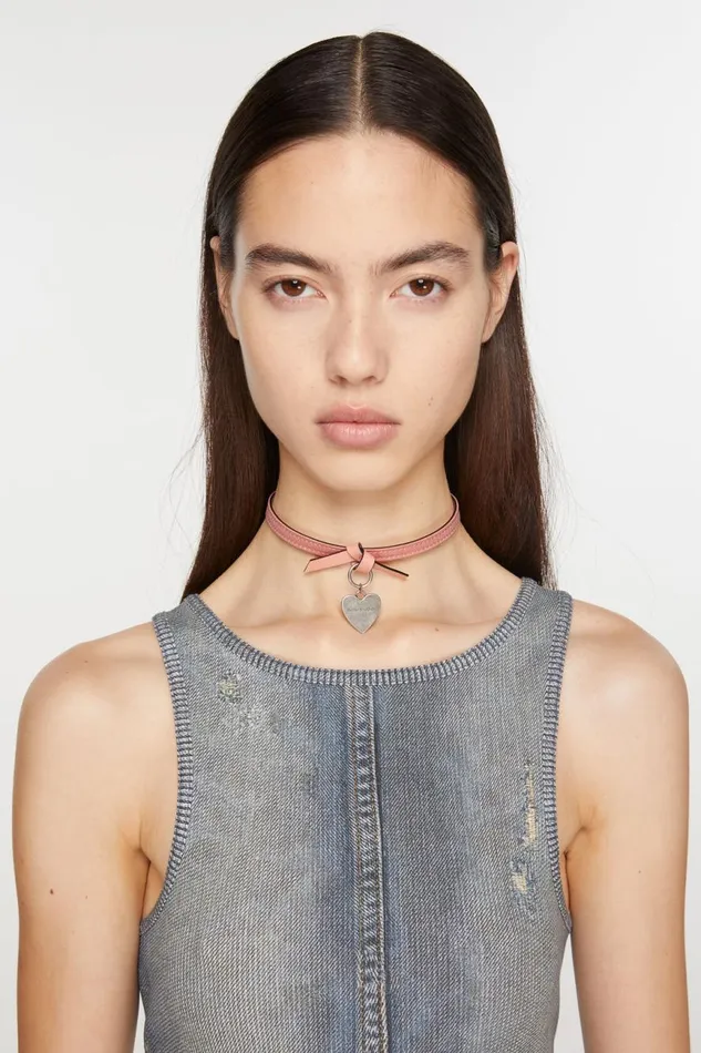 Men Musubi Charm Necklace Salmon Pink Acne Studios Jewellery