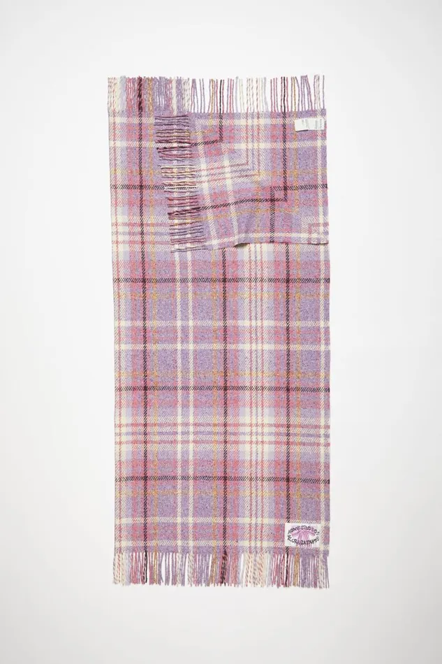 Men Oversized Plaid Scarf Blanket Violet Purple Acne Studios Scarves